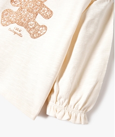 tee-shirt bebe fille a manches longues fantaisie et broderie - lulucastagnette beigeE163101_3