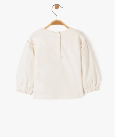 tee-shirt bebe fille a manches longues fantaisie et broderie - lulucastagnette beigeE163101_4