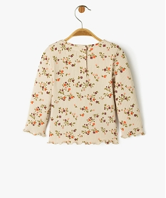 tee-shirt a manches longues a motifs fleuris bebe fille beigeE163301_4