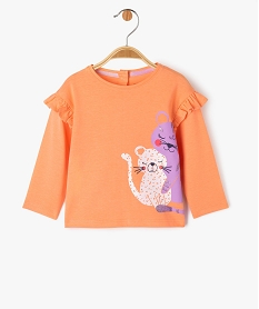 tee-shirt manches longues a volant bebe fille orangeE163601_1