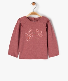 GEMO Tee-shirt manches longues fantaisie brodé bébé fille rose standard