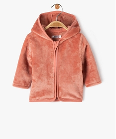 sweat zippe a capuche en fourrure imitation bebe rose sweatsE166801_1