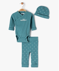 GEMO Ensemble de naissance évolutif 3 pièces : body + pantalon + bonnet bébé garçon Bleu