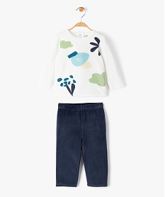 pyjama en velours 2 pieces depareilles bebe beigeE167201_1