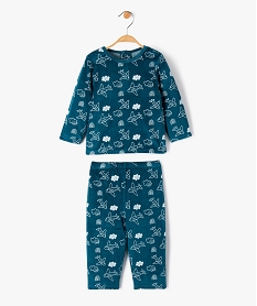 GEMO Pyjama 2 pièces en velours imprimé avion bébé Bleu