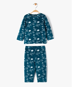 pyjama 2 pieces en velours imprime avion bebe bleu pyjamas 2 piecesE167301_1