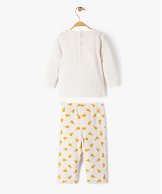 pyjama en velours 2 pieces imprimees poires bebe beige pyjamas 2 piecesE167601_4