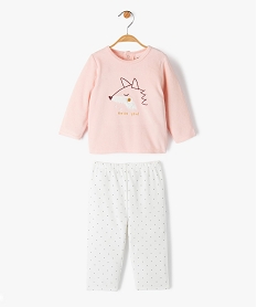 GEMO Pyjama en velours 2 pièces dépareillées bébé Rose