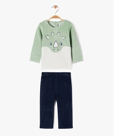 GEMO Pyjama 2 pièces en velours avec motif animal bébé garçon Vert