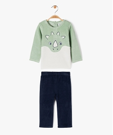 pyjama 2 pieces en velours avec motif animal bebe garcon vert pyjamas 2 piecesE167901_1