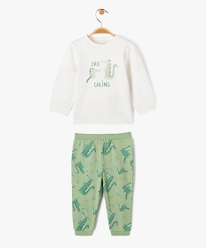 pyjama 2 pieces en molleton imprime bebe beigeE168201_1