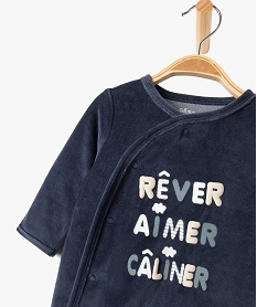 pyjama bebe en velours imprime a ouverture devant bleu pyjamas veloursE168701_2