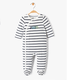 GEMO Pyjama bébé en velours avec ouverture devant et message brodé Beige