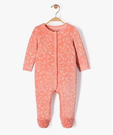 pyjama bebe fille velours a motifs renards et petites fleurs rose pyjamas veloursE169101_1