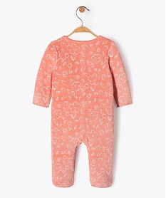 pyjama bebe fille velours a motifs renards et petites fleurs rose pyjamas veloursE169101_3