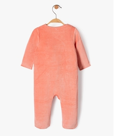 pyjama bebe fille en velours avec fermeture froncee devant roseE169201_3