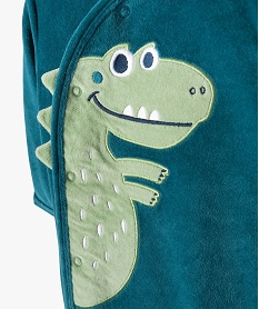 pyjama bebe en velours imprime dinosaure a fermeture ventrale bleuE169301_2