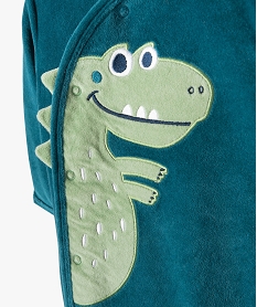 pyjama bebe en velours imprime dinosaure a fermeture ventrale bleu pyjamas veloursE169301_2