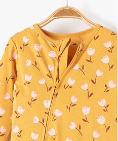 pyjama bebe en coton a zip ventral et motif fleuri jaune pyjamas ouverture devantE169601_2