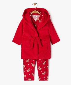 GEMO Ensemble de nuit 3 pièces spécial Noël : pyjama + robe de chambre garçon Rouge