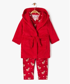 GEMO Ensemble de nuit 3 pièces spécial Noël : pyjama + robe de chambre garçon rouge standard