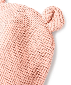 bonnet de naissance en tricot avec oreilles en relief roseE172601_2