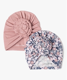 GEMO Bonnet de naissance en jersey de coton look rétro bébé - LuluCastagnette (lot de 2) Rose