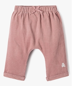 pantalon ample en velours fines cotes bebe - lulucastagnette rose pantalonsE173101_1