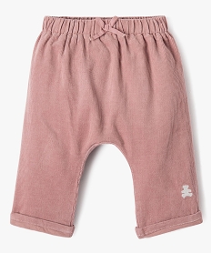 pantalon ample en velours fines cotes bebe - lulucastagnette roseE173101_1