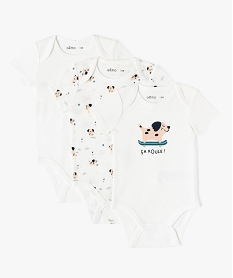 GEMO Body à manches courtes et col américain en coton biologique bébé (lot de 3) blanc standard