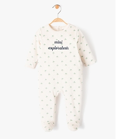 GEMO Pyjama bébé garçon en velours imprimé palmiers et broderie Beige