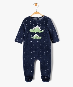 GEMO Pyjama bébé en velours imprimé dino avec ouverture pont-dos Bleu