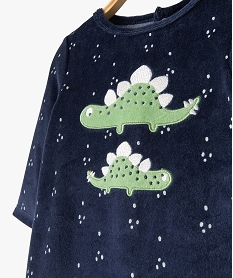 pyjama bebe en velours imprime dino avec ouverture pont-dos bleu pyjamas veloursE176201_2