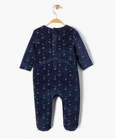 pyjama bebe en velours imprime dino avec ouverture pont-dos bleuE176201_3
