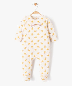 GEMO Pyjama bébé fille en velours imprimé poires et broderie Beige