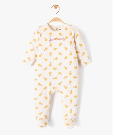 pyjama bebe fille en velours imprime poires et broderie beigeE176401_1