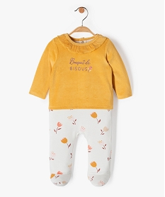 GEMO Pyjama bébé fille bimatières effet 2 en 1 Jaune