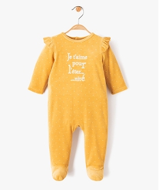 GEMO Pyjama bébé en velours imprimé pois et volant Jaune
