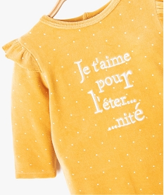 pyjama bebe en velours imprime pois et volant jauneE176601_2