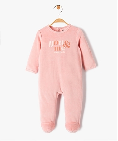 GEMO Pyjama bébé fille en velours à message Rose