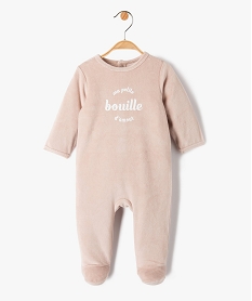 GEMO Pyjama bébé fille en velours à message Brun