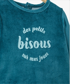 pyjama bebe a pont-dos en velours avec message bleuE177101_2