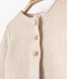 gilet bebe a col rond en maille tricotee beigeE179301_2