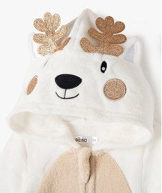 surpyjama chaud et doux a capuche motif animal ideal noel bebe beigeE180301_2