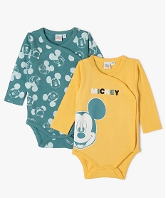 bodies a manches longues fermeture croisee bebe garcon (lot de 2) - disney vertE180701_1