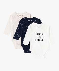 body croise a manches courtes en coton biologique bebe (lot de 3) beigeE181001_1