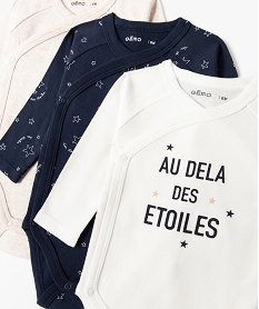 body croise a manches courtes en coton biologique bebe (lot de 3) beigeE181001_2