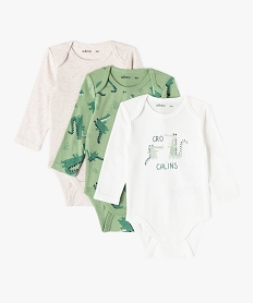 body a manches courtes et col us en coton biologique bebe (lot de 3) vertE181101_1