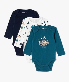 body a manches courtes et col us en coton biologique bebe (lot de 3) bleuE181201_1