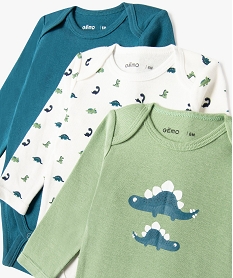 body a manches longues et col us en coton biologique bebe (lot de 3) vertE181601_2